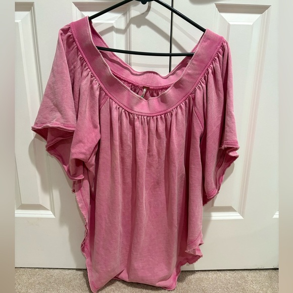 Free People Pink Flowy Off-Shoulder Tunic Top - Picture 1 of 8